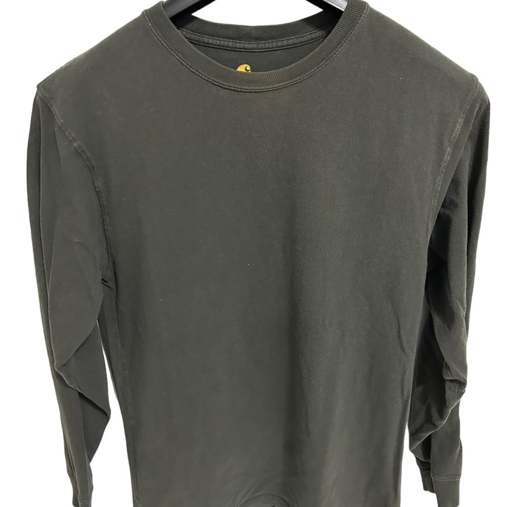Carhartt Original Fit Shirt Adult Small Brown Spellout Long Sleeve Workwear